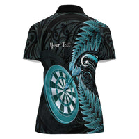 Personalised New Zealand Darts Women Polo Shirt Happiness Is A Tight Threesome Maori Paua Shell LT14 - Polynesian Pride