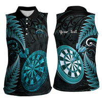 Personalised New Zealand Darts Women Sleeveless Polo Shirt Happiness Is A Tight Threesome Maori Paua Shell LT14 - Polynesian Pride