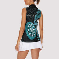 Personalised New Zealand Darts Women Sleeveless Polo Shirt Happiness Is A Tight Threesome Maori Paua Shell LT14 - Polynesian Pride