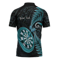 Personalised New Zealand Darts Zipper Polo Shirt Happiness Is A Tight Threesome Maori Paua Shell LT14 - Polynesian Pride