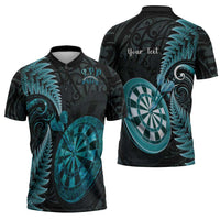 Personalised New Zealand Darts Zipper Polo Shirt Happiness Is A Tight Threesome Maori Paua Shell LT14 - Polynesian Pride