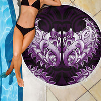 New Zealand Ta Moko Beach Blanket Aotearoa Maori Chest Tattoo Purple