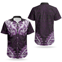 New Zealand Ta Moko Couples Matching Mermaid Dress and Hawaiian Shirt Aotearoa Maori Chest Tattoo Purple