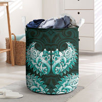 New Zealand Ta Moko Laundry Basket Aotearoa Maori Chest Tattoo Turquoise