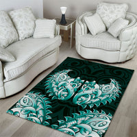New Zealand Ta Moko Area Rug Aotearoa Maori Chest Tattoo Turquoise