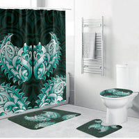 New Zealand Ta Moko Bathroom Set Aotearoa Maori Chest Tattoo Turquoise