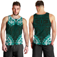 New Zealand Ta Moko Men Tank Top Aotearoa Maori Chest Tattoo Turquoise