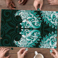 New Zealand Ta Moko Puzzle Aotearoa Maori Chest Tattoo Turquoise