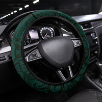 New Zealand Ta Moko Steering Wheel Cover Aotearoa Maori Chest Tattoo Turquoise