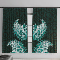 New Zealand Ta Moko Window Curtain Aotearoa Maori Chest Tattoo Turquoise