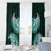 New Zealand Ta Moko Window Curtain Aotearoa Maori Chest Tattoo Turquoise
