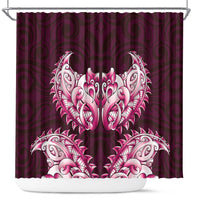 New Zealand Ta Moko Shower Curtain Aotearoa Maori Chest Tattoo Pink