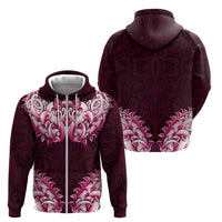 New Zealand Ta Moko Zip Hoodie Aotearoa Maori Chest Tattoo Pink