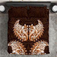 New Zealand Ta Moko Bedding Set Aotearoa Maori Chest Tattoo Orange