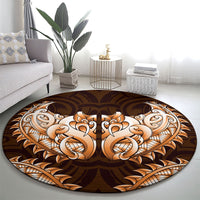 New Zealand Ta Moko Round Carpet Aotearoa Maori Chest Tattoo Orange