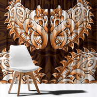 New Zealand Ta Moko Window Curtain Aotearoa Maori Chest Tattoo Orange