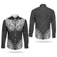 New Zealand Ta Moko Couples Matching Off Shoulder Short Dress and Long Sleeve Button Shirt Aotearoa Maori Chest Tattoo Black