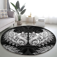 New Zealand Ta Moko Round Carpet Aotearoa Maori Chest Tattoo Black