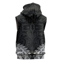 New Zealand Ta Moko Sleeveless Zip Hoodie Aotearoa Maori Chest Tattoo Black