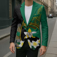 Personalised PNG Enga Provins Blazer Papua New Guinea Plumeria Melanesian Pattern - Polynesian Pride