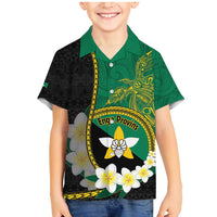 Personalised PNG Enga Provins Family Matching Mermaid Dress and Hawaiian Shirt Papua New Guinea Plumeria Melanesian Pattern LT14 Son's Shirt Black - Polynesian Pride