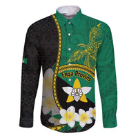 Personalised PNG Enga Provins Family Matching Off The Shoulder Long Sleeve Dress and Hawaiian Shirt Papua New Guinea Plumeria Melanesian Pattern LT14 Dad's Shirt - Long Sleeve Black - Polynesian Pride