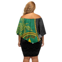 Personalised PNG Enga Provins Family Matching Off Shoulder Short Dress and Hawaiian Shirt Papua New Guinea Plumeria Melanesian Pattern LT14 - Polynesian Pride