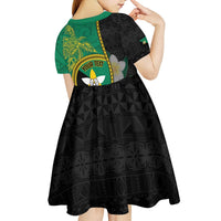 Personalised PNG Enga Provins Kid Short Sleeve Dress Papua New Guinea Plumeria Melanesian Pattern LT14 - Polynesian Pride