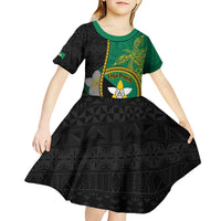 Personalised PNG Enga Provins Kid Short Sleeve Dress Papua New Guinea Plumeria Melanesian Pattern LT14 - Polynesian Pride