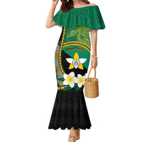 Personalised PNG Enga Provins Mermaid Dress Papua New Guinea Plumeria Melanesian Pattern LT14 Women Black - Polynesian Pride