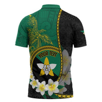 Personalised PNG Enga Provins Zipper Polo Shirt Papua New Guinea Plumeria Melanesian Pattern LT14 - Polynesian Pride