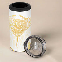 Gold White New Zealand Manta Ray 4 in 1 Can Cooler Tumbler Aotearoa Maori Haehae LT14 - Polynesian Pride