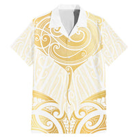 Gold White New Zealand Manta Ray Family Matching Mermaid Dress and Hawaiian Shirt Aotearoa Maori Haehae LT14 Dad's Shirt - Short Sleeve White - Polynesian Pride
