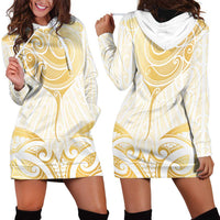 Gold White New Zealand Manta Ray Hoodie Dress Aotearoa Maori Haehae LT14 - Polynesian Pride