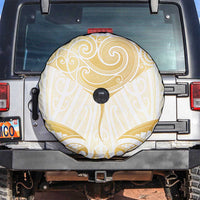 Gold White New Zealand Manta Ray Spare Tire Cover Aotearoa Maori Haehae LT14 White - Polynesian Pride