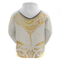 Gold White New Zealand Manta Ray Zip Hoodie Aotearoa Maori Haehae LT14 - Polynesian Pride