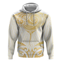 Gold White New Zealand Manta Ray Zip Hoodie Aotearoa Maori Haehae LT14 Pullover Hoodie White - Polynesian Pride