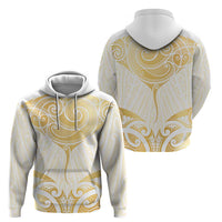 Gold White New Zealand Manta Ray Zip Hoodie Aotearoa Maori Haehae LT14 - Polynesian Pride