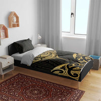 Gold Black New Zealand Manta Ray Bedding Set Aotearoa Maori Haehae - Polynesian Pride
