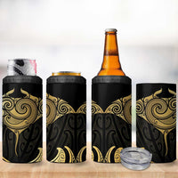 Gold Black New Zealand Manta Ray 4 in 1 Can Cooler Tumbler Aotearoa Maori Haehae LT14 - Polynesian Pride