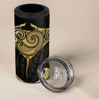 Gold Black New Zealand Manta Ray 4 in 1 Can Cooler Tumbler Aotearoa Maori Haehae LT14 - Polynesian Pride