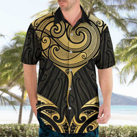 Gold Black New Zealand Manta Ray Hawaiian Shirt Aotearoa Maori Haehae LT14 - Polynesian Pride