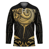 Gold Black New Zealand Manta Ray Hockey Jersey Aotearoa Maori Haehae LT14 Unisex Black - Polynesian Pride