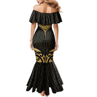 Gold Black New Zealand Manta Ray Mermaid Dress Aotearoa Maori Haehae LT14 - Polynesian Pride