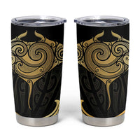 Gold Black New Zealand Manta Ray Tumbler Cup Aotearoa Maori Haehae LT14 Black - Polynesian Pride