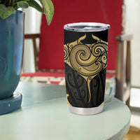 Gold Black New Zealand Manta Ray Tumbler Cup Aotearoa Maori Haehae LT14 - Polynesian Pride