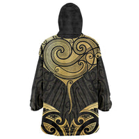Gold Black New Zealand Manta Ray Wearable Blanket Hoodie Aotearoa Maori Haehae LT14 - Polynesian Pride