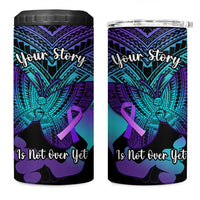 Suicide Awareness Your Story Is Not Over Yet 4 in 1 Can Cooler Tumbler Polynesian Butterfly Tattoo LT14 One Size: 16 oz Purple - Polynesian Pride