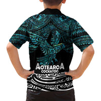 New Zealand Sulphur-crested Cockatoo Family Matching Off Shoulder Maxi Dress and Hawaiian Shirt Aotearoa Maori Mix Paua Shell LT14 - Polynesian Pride