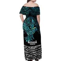 New Zealand Sulphur-crested Cockatoo Family Matching Off Shoulder Maxi Dress and Hawaiian Shirt Aotearoa Maori Mix Paua Shell LT14 - Polynesian Pride
